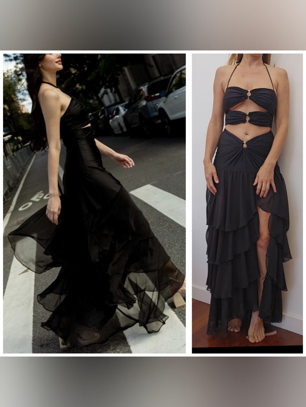 Nwot dramatic Dallas X Dallas Chiffon Tiered Maxi Dress Agua Bendita Style Xs